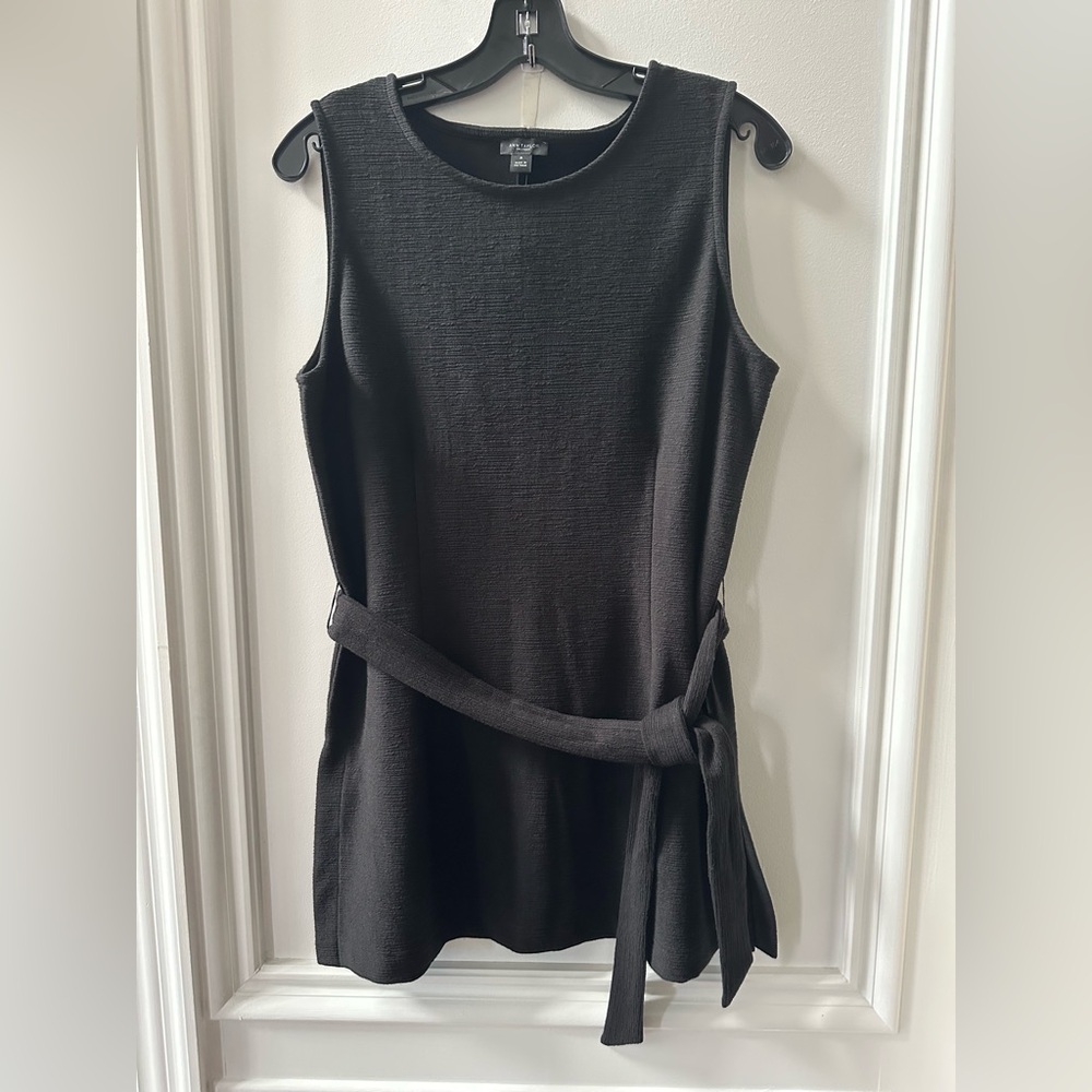NWT Ann Taylor Factory Sleeveless Belted Black Tunic Top Size M (orig. $60)